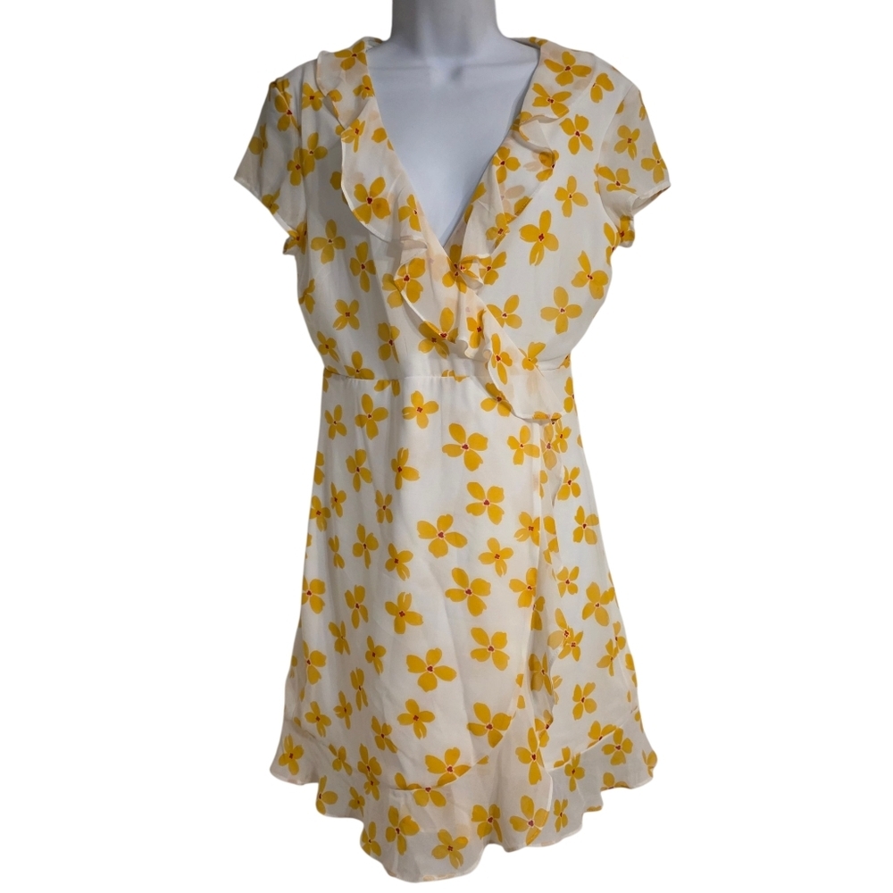 Bardot Open Tie Back Floral Faux Wrap Mini Dress- 6